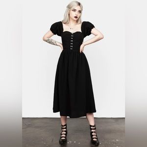 Disturbia Mortem Midi Dress in black